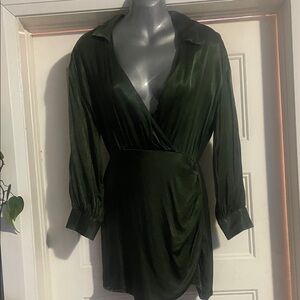 Zara Deep Green Satin Blouse